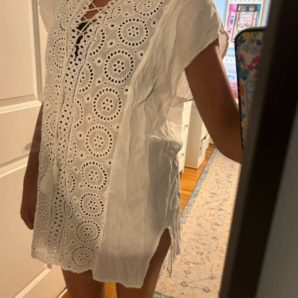 Kona Sol White Eyelet Swim Cover-Up